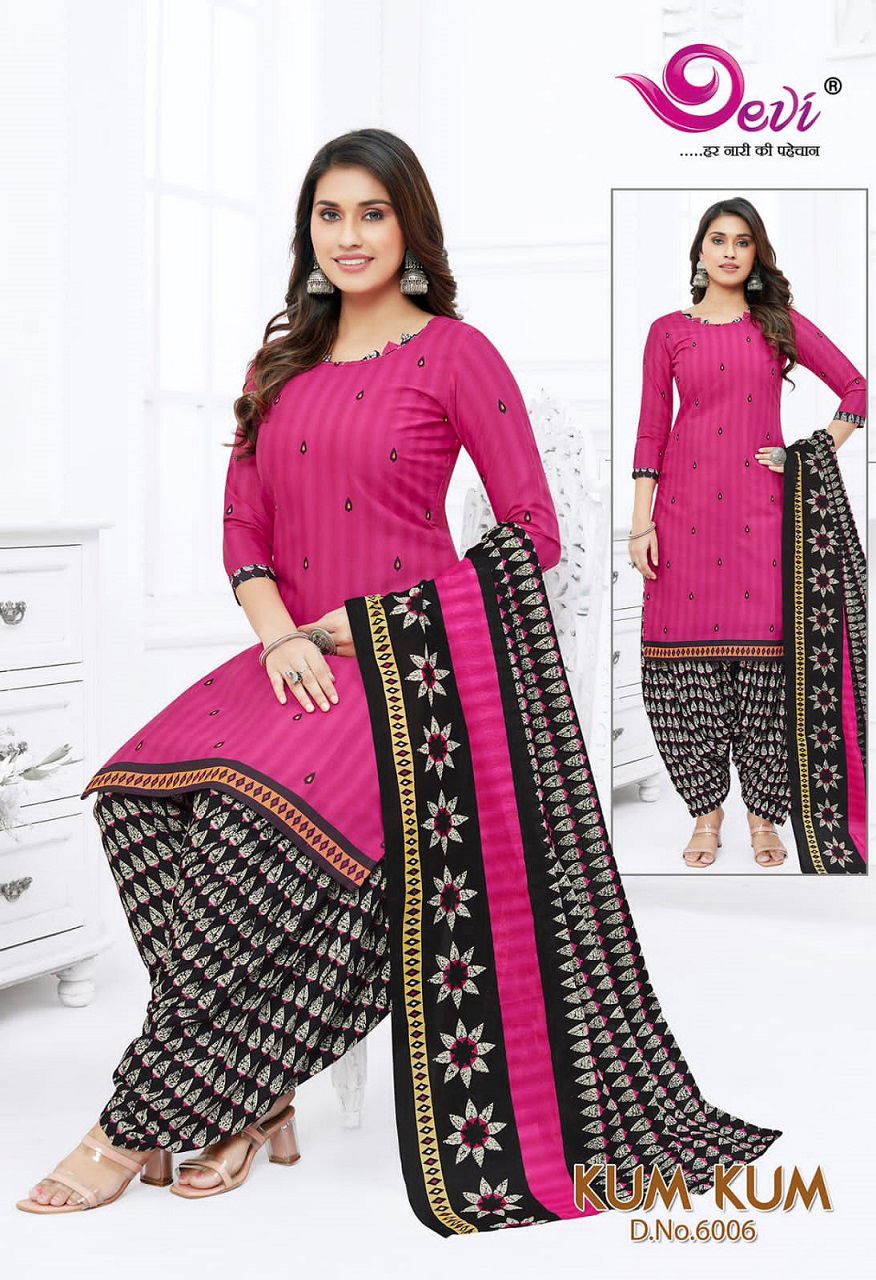Devi Kum Kum Patiyala 6 Regular Wear Wholesale Readymade Cotton Dress
